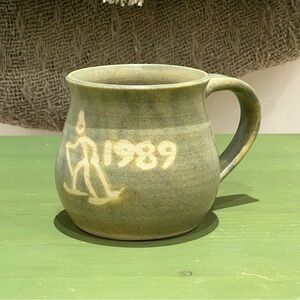 Vintage 1989 Handmade Ceramic Skier Mug Signed